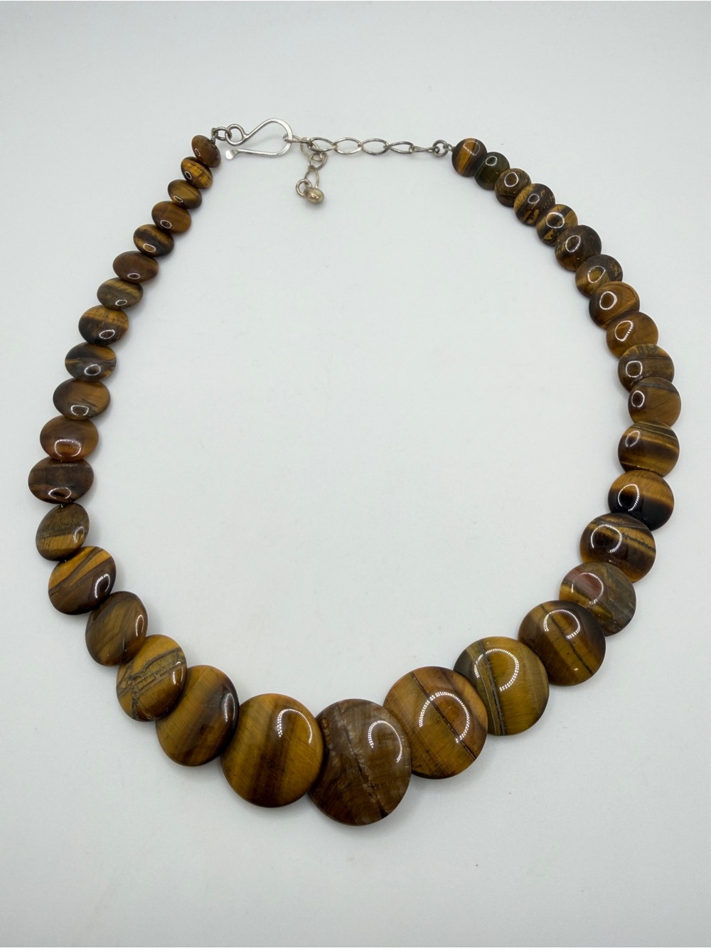 17"+ DTR Jay King graduated disc shaped Tiger's Eye necklace w/ 925 hardware!